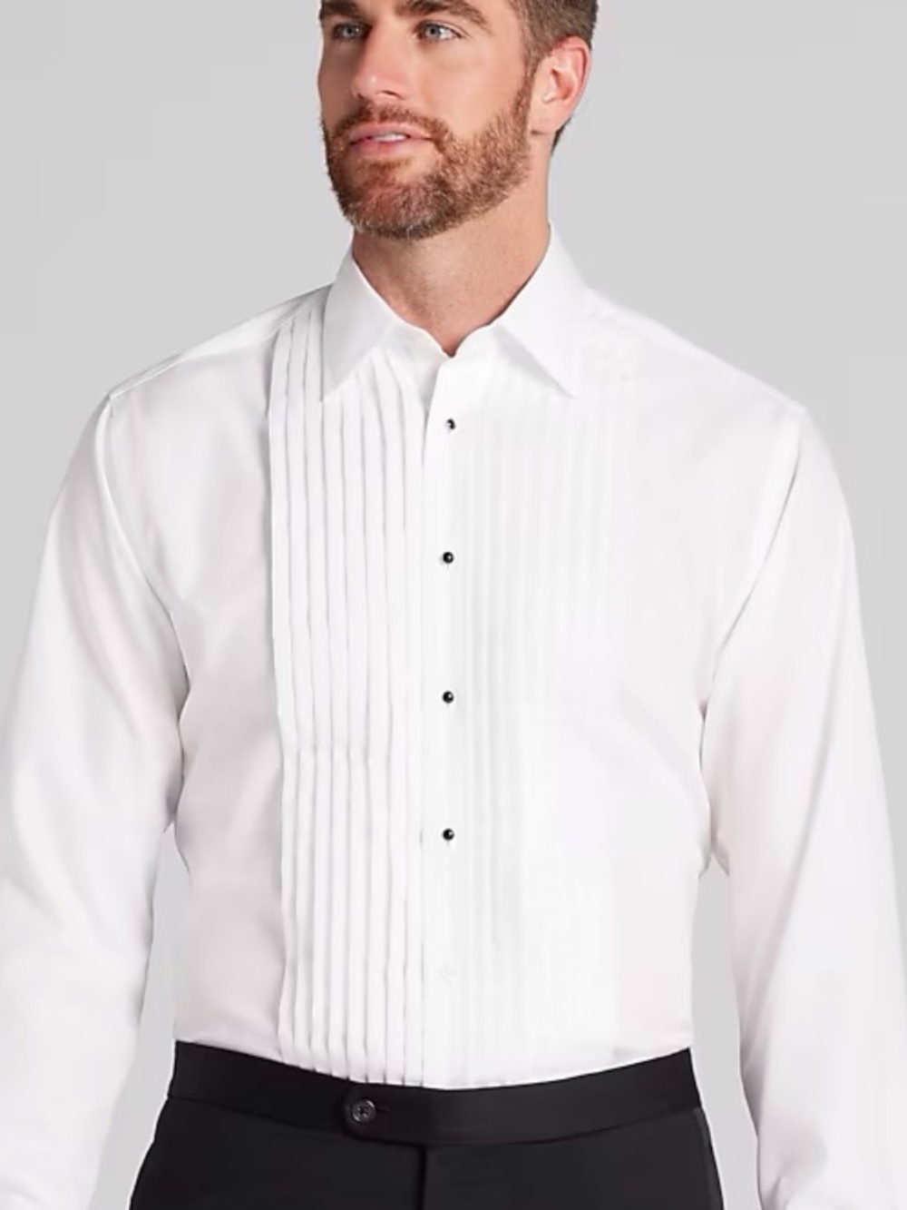 CHAPLIN MENS WHITE PLEATED TUXEDO SHIRT SMALL 36/37